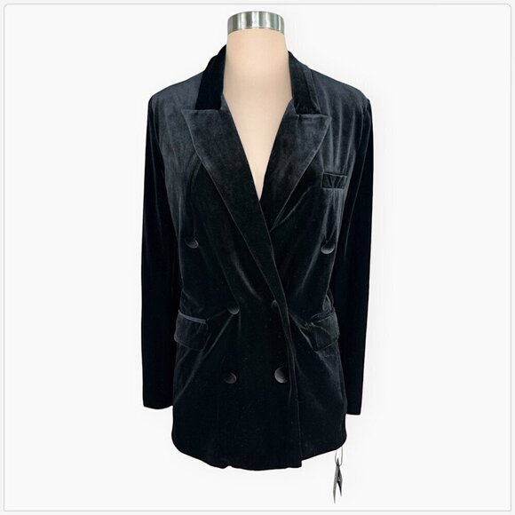 Blank NYC Last Dance Black Velvet Double Breasted Blazer Jacket NWT NEW S - Picture 4 of 6